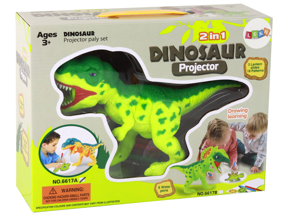 Dinozauro projektorius su markeriais ir šablonais
