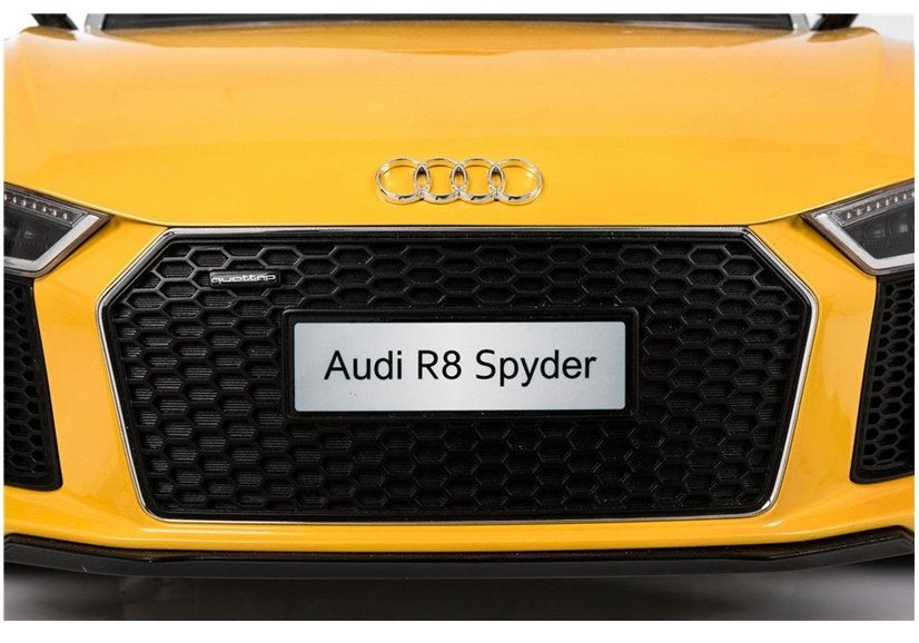 Audi R8 Spyder geltonas (dažytas) – elektrinis vaikiškas automobilis