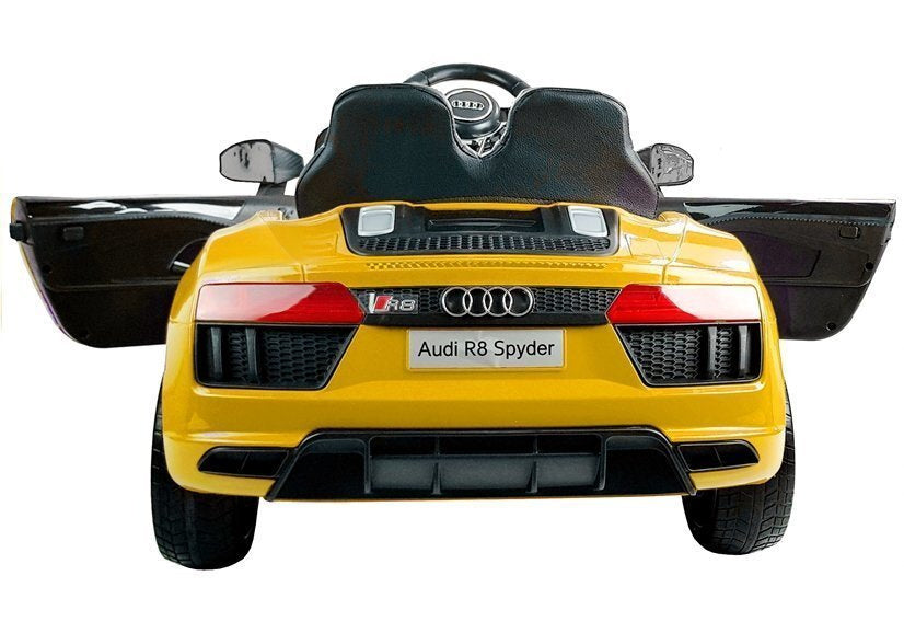 Audi R8 Spyder geltonas (dažytas) – elektrinis vaikiškas automobilis
