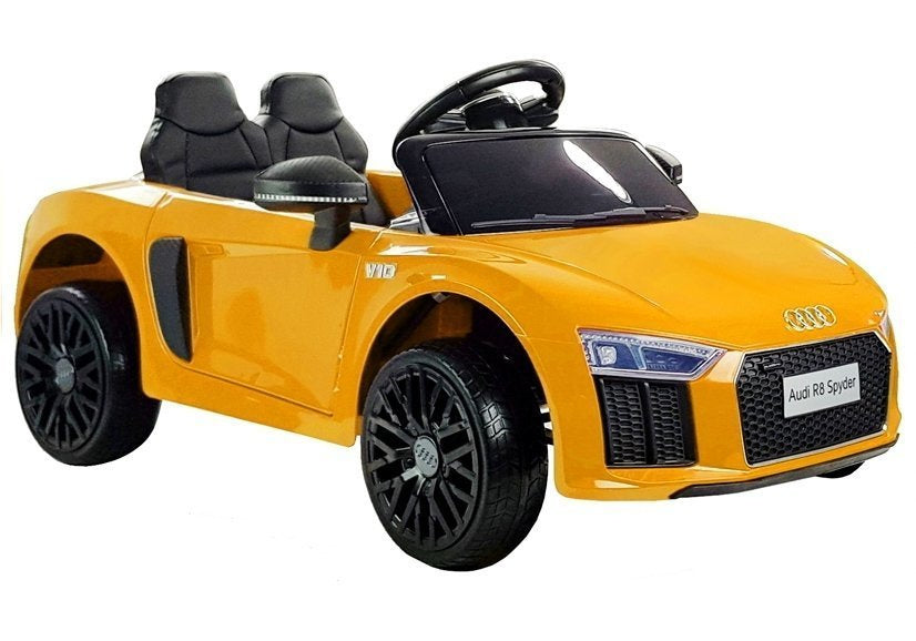 Audi R8 Spyder geltonas (dažytas) – elektrinis vaikiškas automobilis