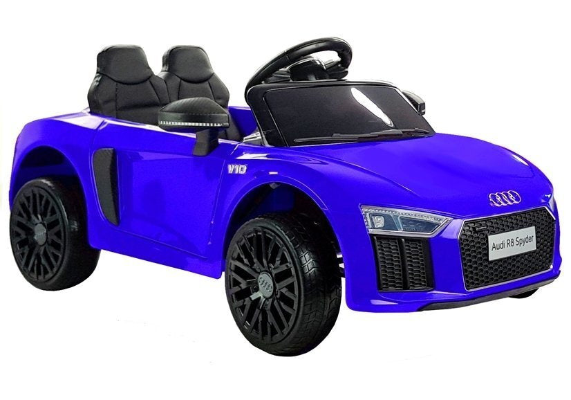 Audi R8 Spyder mėlynas (dažytas) – elektrinis vaikiškas automobilis