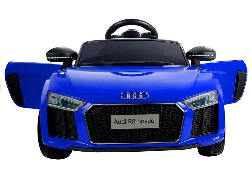 Audi R8 Spyder mėlynas (dažytas) – elektrinis vaikiškas automobilis