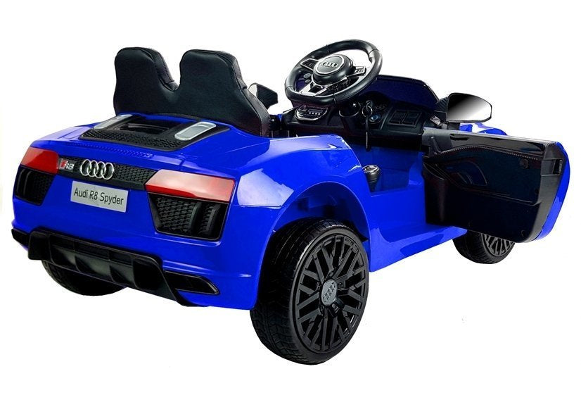 Audi R8 Spyder mėlynas (dažytas) – elektrinis vaikiškas automobilis