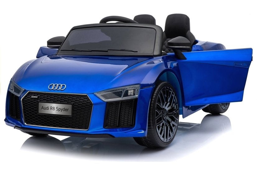 Audi R8 Spyder mėlynas (dažytas) – elektrinis vaikiškas automobilis