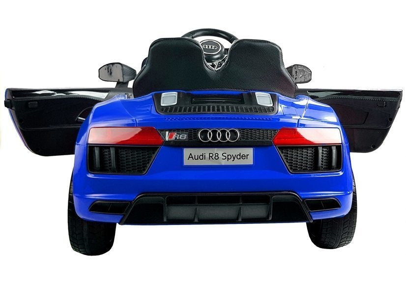 Audi R8 Spyder mėlynas (dažytas) – elektrinis vaikiškas automobilis