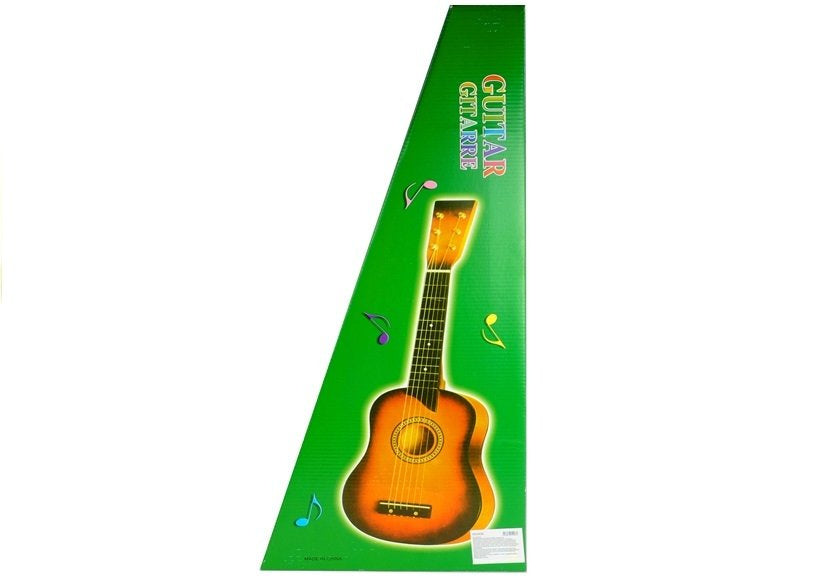 Klasikinė raudona medinė gitara, atrodanti kaip tikra