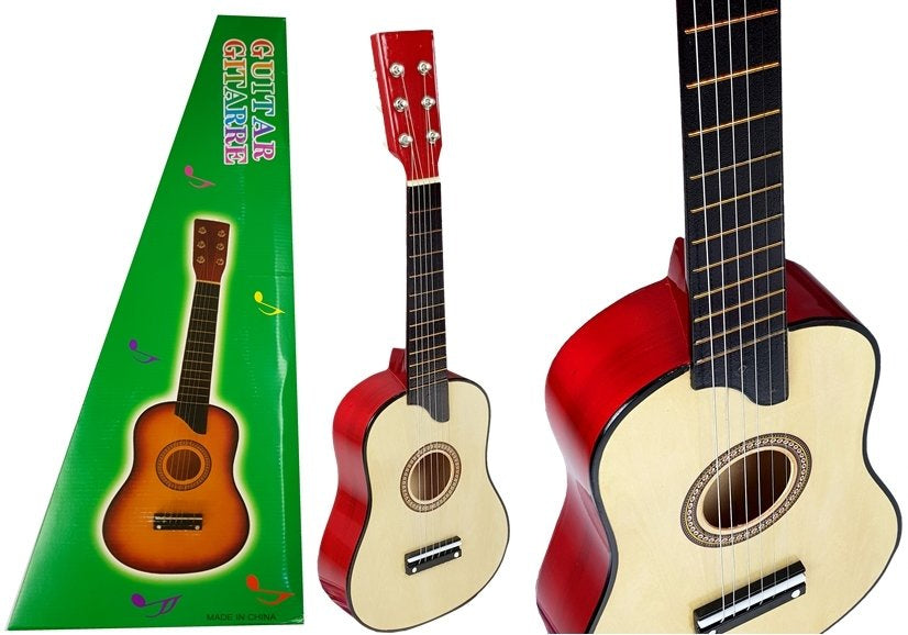 Smėlinė medinė gitara su mediatoriumi