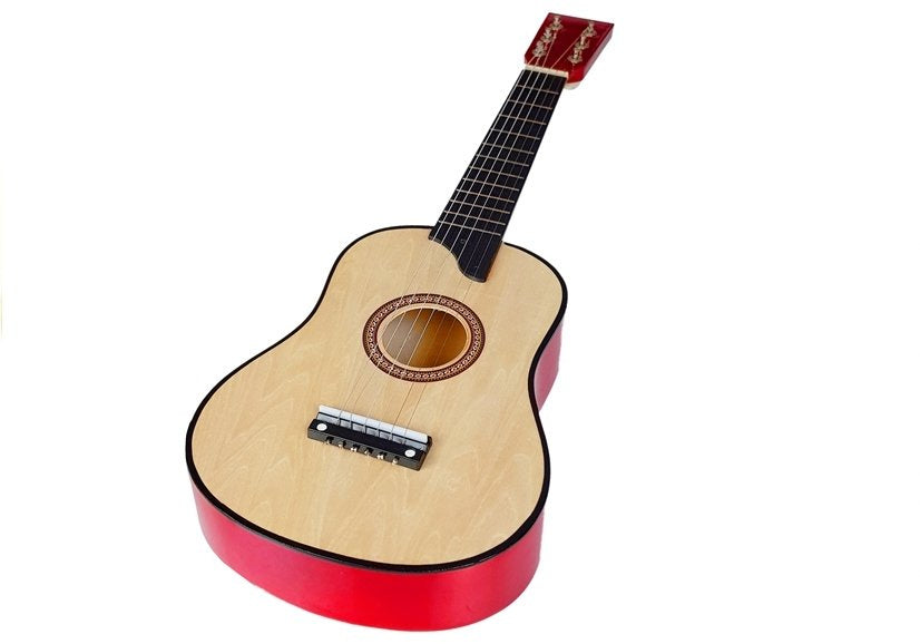 Smėlinė medinė gitara su mediatoriumi
