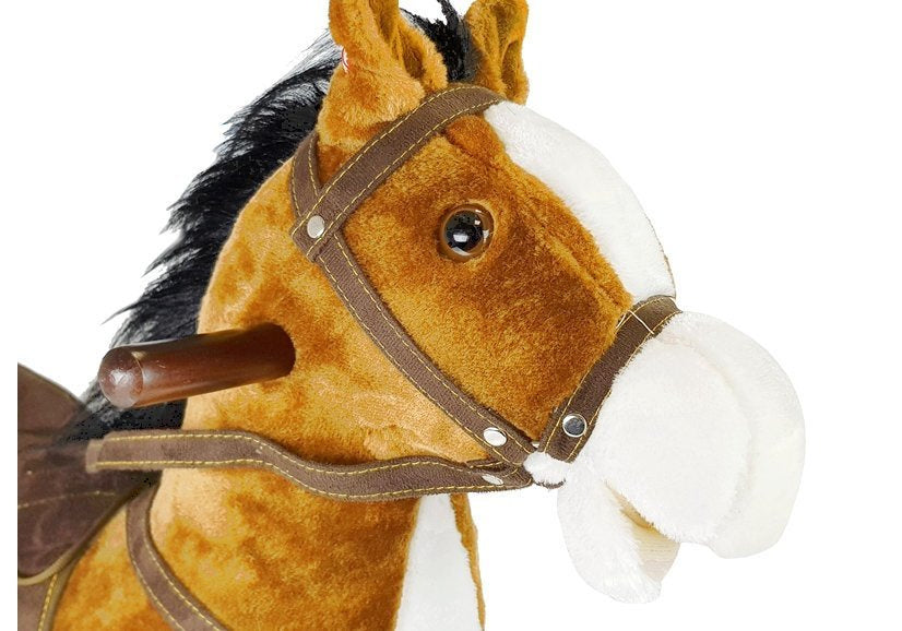 Supamas arkliukas su garsais, judančia burna ir uodega – rudas šviesus 74 cm