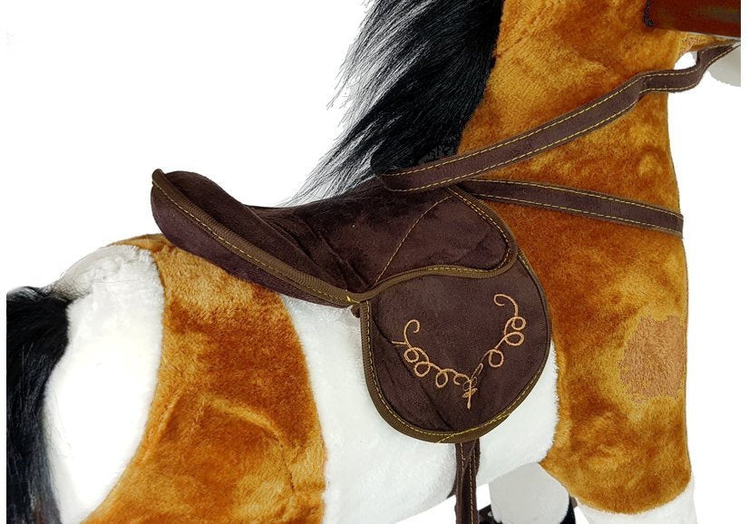 Supamas arkliukas su garsais, judančia burna ir uodega – rudas šviesus 74 cm
