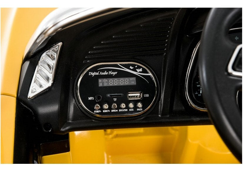 Audi R8 Spyder geltonas elektrinis vaikiškas automobilis