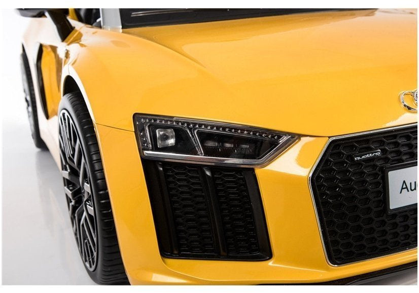 Audi R8 Spyder geltonas elektrinis vaikiškas automobilis