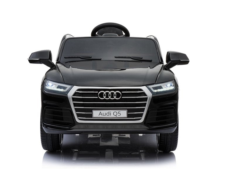 Audi Q5 juodas elektrinis vaikiškas automobilis, guminiai ratai, odinė sėdynė, 2.4G nuotolinis valdymas