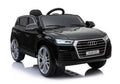 Audi Q5 juodas elektrinis vaikiškas automobilis, guminiai ratai, odinė sėdynė, 2.4G nuotolinis valdymas
