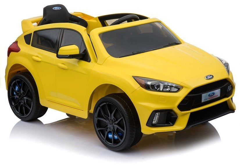 Ford Focus RS geltonas – elektrinis vaikiškas automobilis