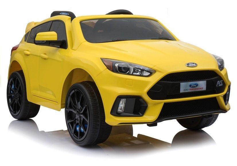 Ford Focus RS geltonas – elektrinis vaikiškas automobilis