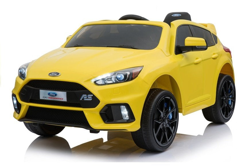 Ford Focus RS geltonas – elektrinis vaikiškas automobilis