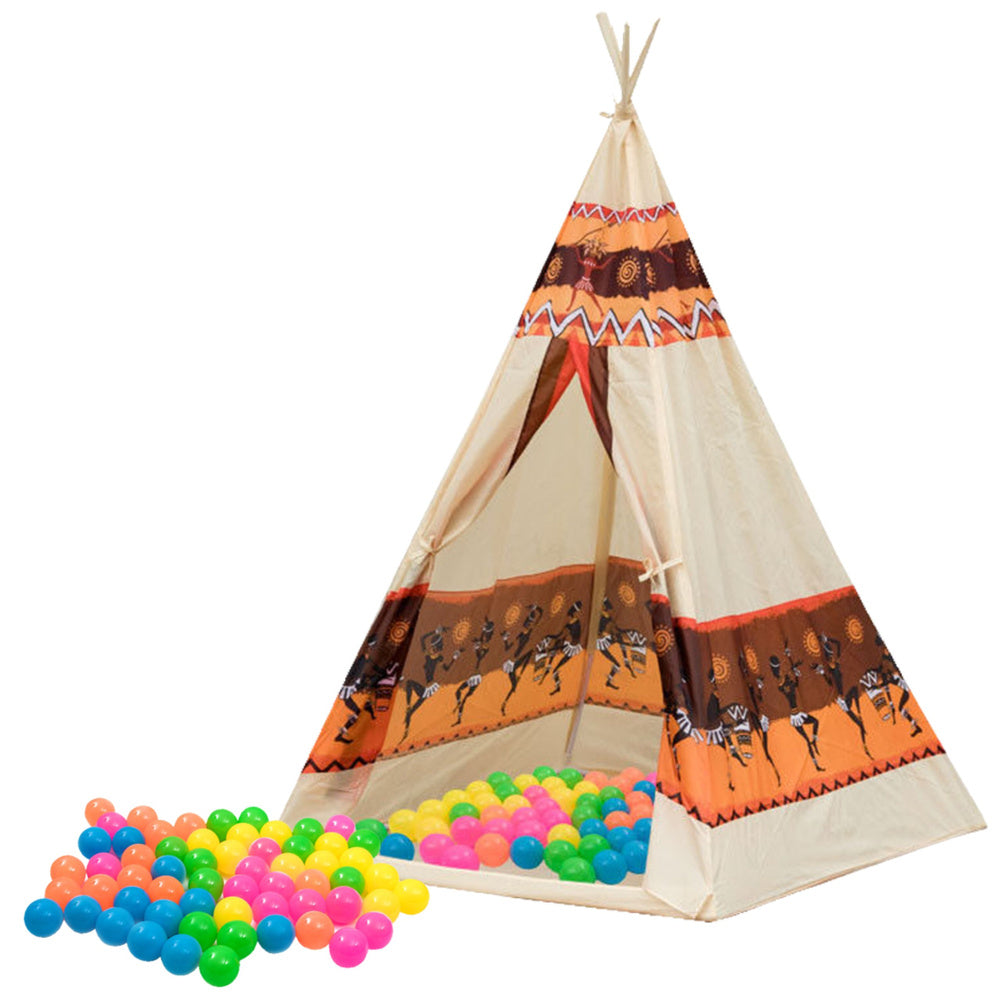Indėnų tipi palapinė vaikams + 60 kamuoliukų 155 cm