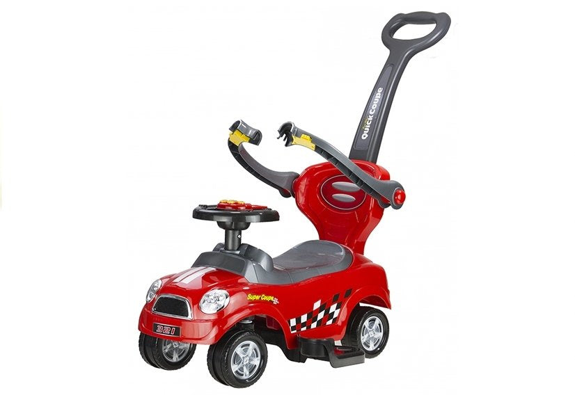 Coupe Car Manual Ride-On su tėvų rankena – raudona