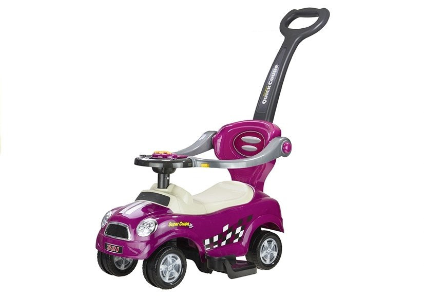 Violetinis Coupe automobilis – važiuoklė su tėvų rankena