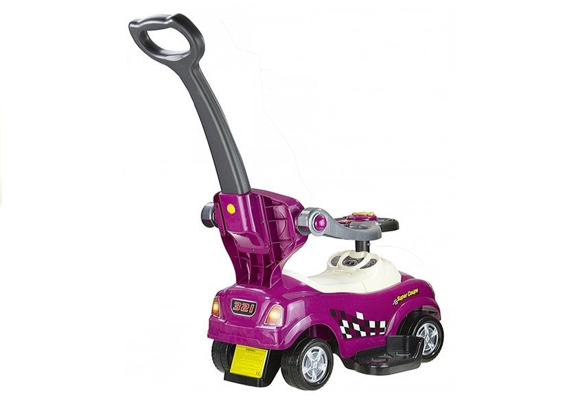 Violetinis Coupe automobilis – važiuoklė su tėvų rankena