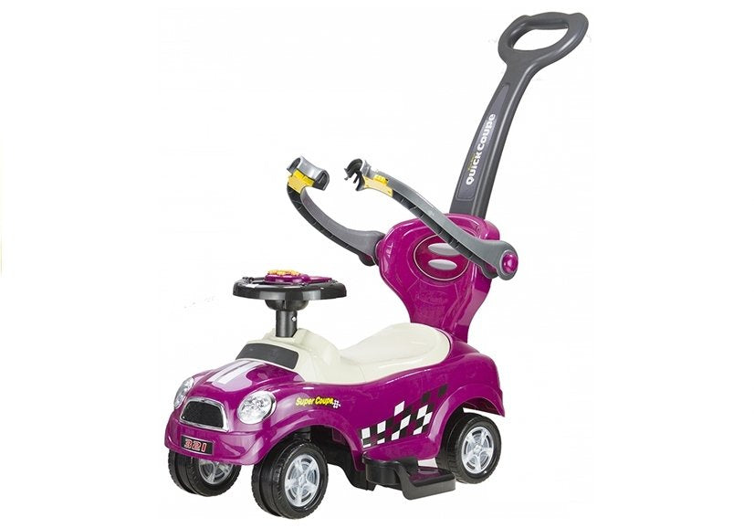 Violetinis Coupe automobilis – važiuoklė su tėvų rankena