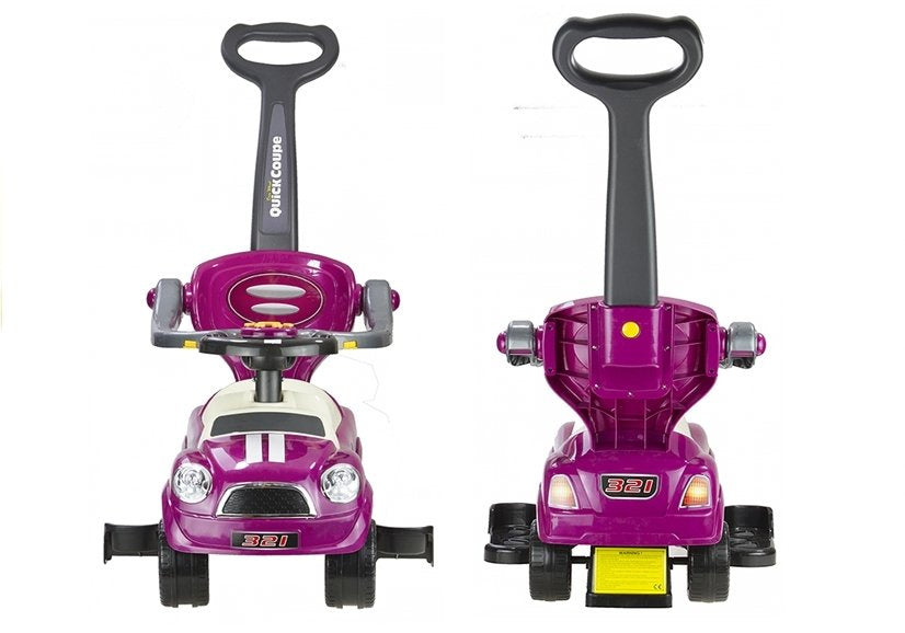 Violetinis Coupe automobilis – važiuoklė su tėvų rankena