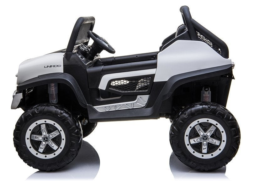 Elektrinis vaikiškas automobilis Mercedes Unimog baltas