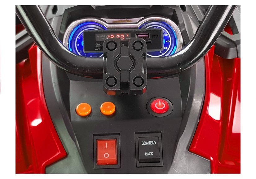 Quad BDM0906 elektrinis keturratis su pripučiamais ratais – raudonas