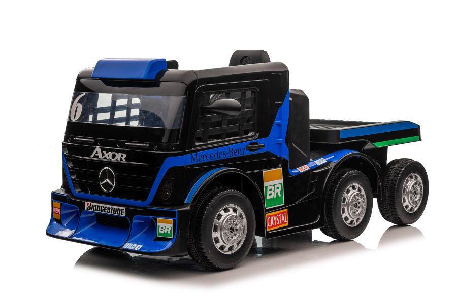 Akumuliatorinis automobilis Mercedes XMX622B su priekaba (tamsiai mėlynas / navy blue, LCD ekranas)