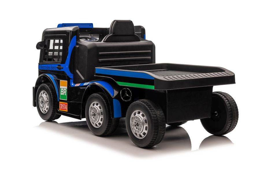 Akumuliatorinis automobilis Mercedes XMX622B su priekaba (tamsiai mėlynas / navy blue, LCD ekranas)