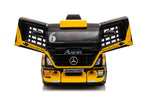 Akumuliatorinis automobilis Mercedes XMX622B su priekaba (geltonas, LCD ekranas)
