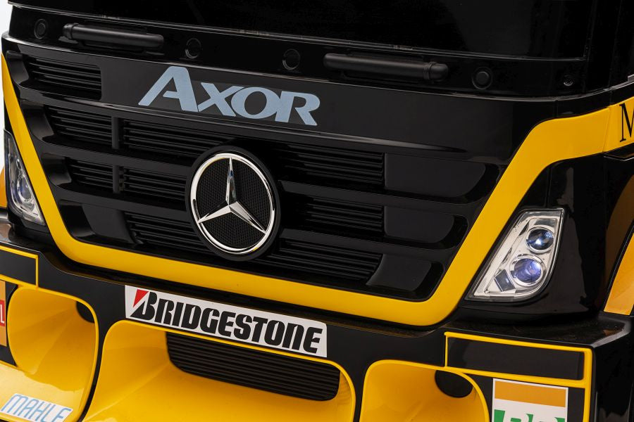 Akumuliatorinis automobilis Mercedes XMX622B su priekaba (geltonas, LCD ekranas)