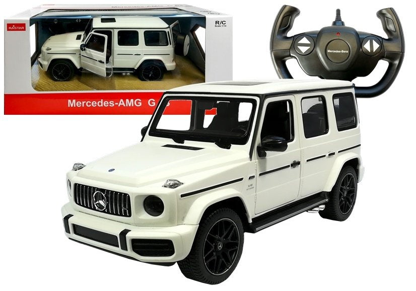 Nuotoliniu būdu valdomas „Mercedes G63“ Rastar R/C visureigis, baltas 1:14