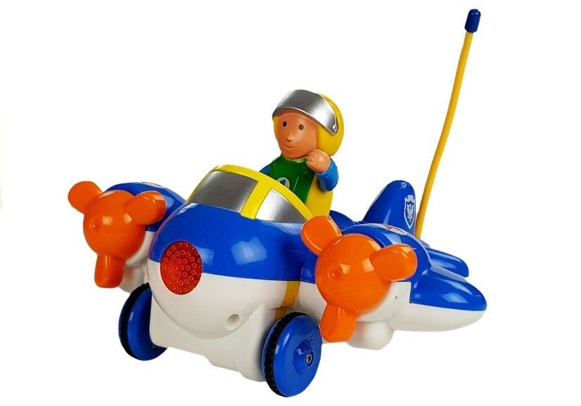 Vaikiškas R/C lėktuvas su nuotolinio valdymo pultu–vairu, mėlynas