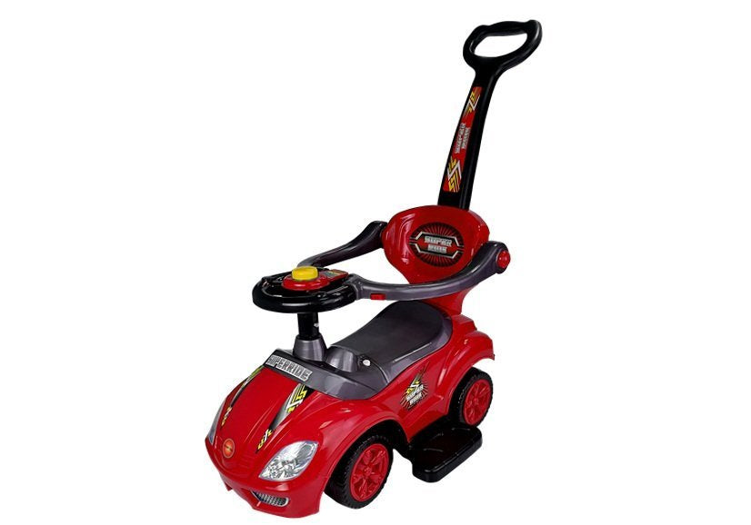 Vaikiška važiuojama stumdomoji mašina su tėvų rankena „Mega Car 3in1“ raudona