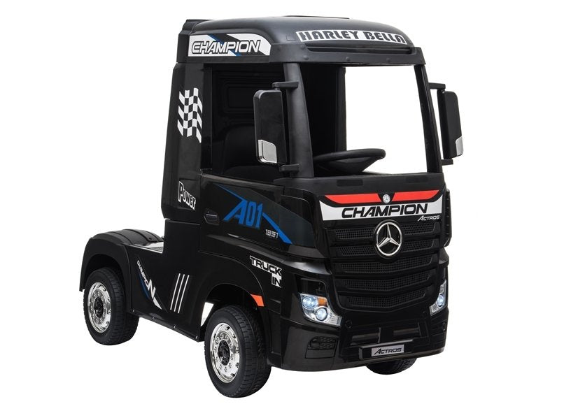 Elektrinis vaikiškas automobilis „Mercedes Actros“ juodas, dažytas MP4