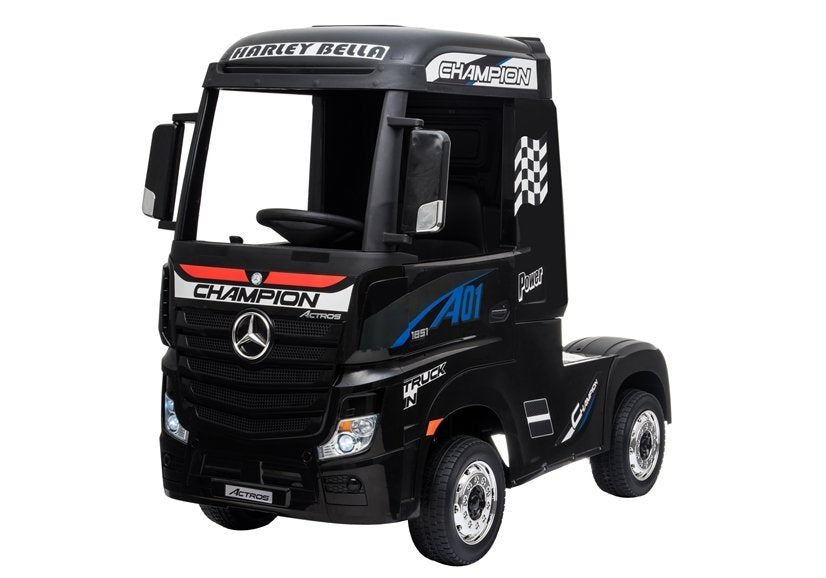 Elektrinis vaikiškas automobilis „Mercedes Actros“ juodas, dažytas MP4