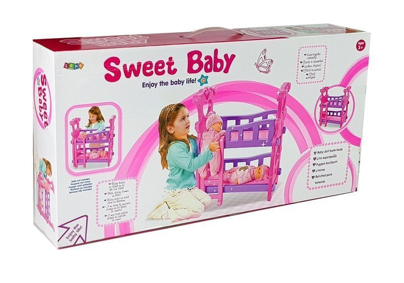 Dviaukštė lovytė lėlėms rožinė