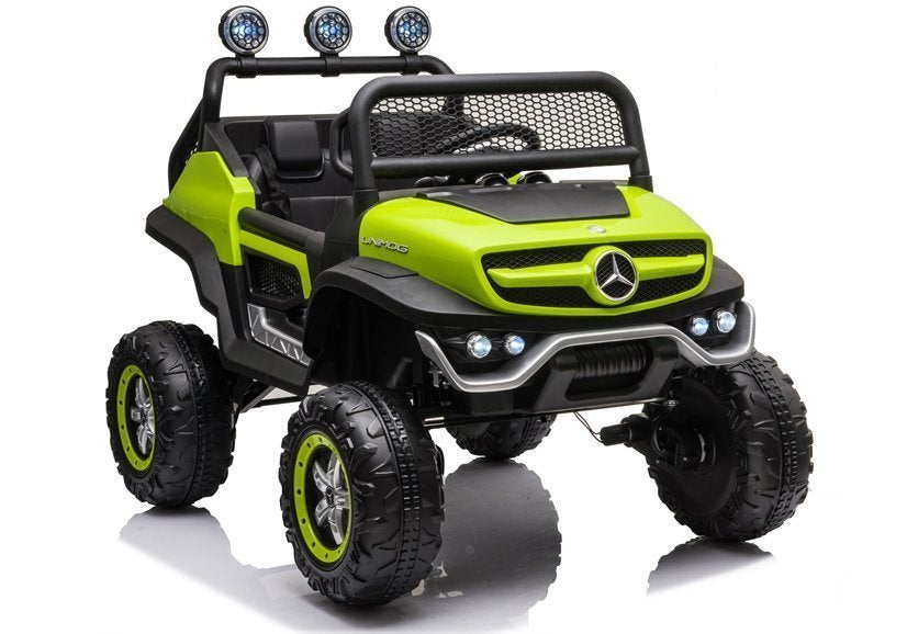 Elektrinis vaikiškas automobilis „Mercedes Unimog S“ žalias
