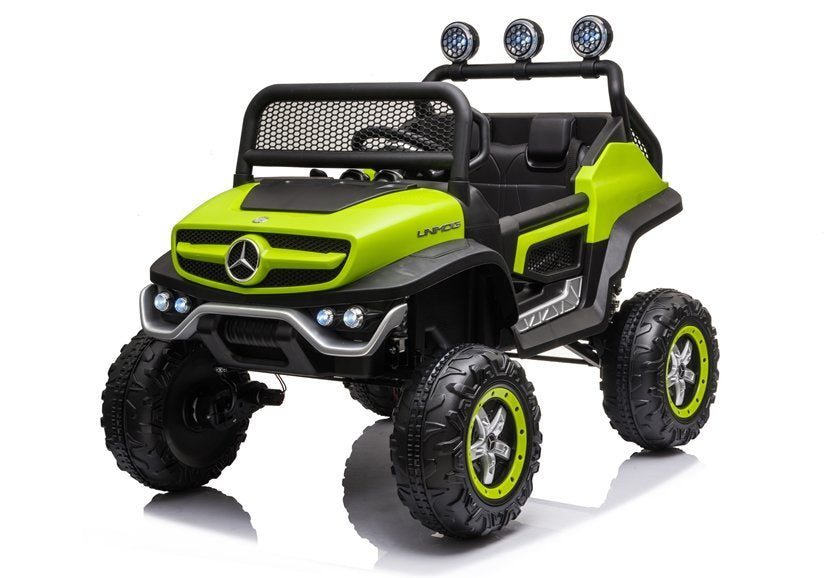 Elektrinis vaikiškas automobilis „Mercedes Unimog S“ žalias