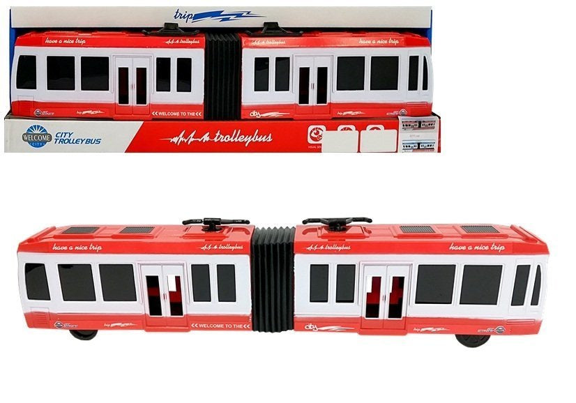 Artikuliuotas autobusas su traukos pavara (raudonas)