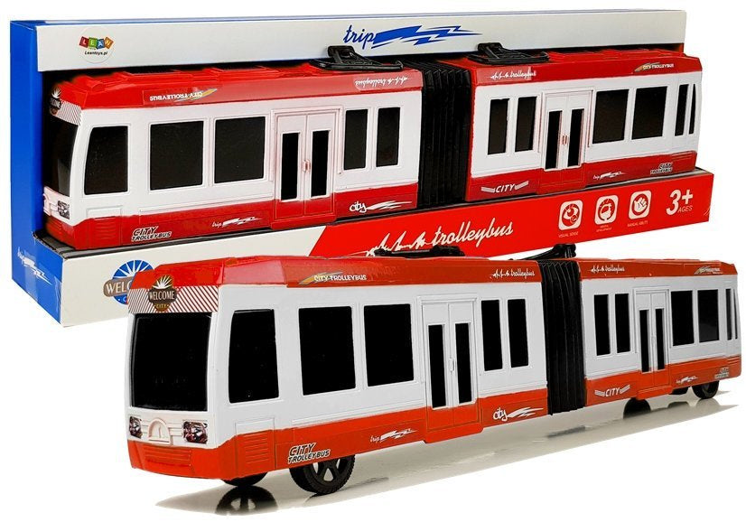 Artikuliuotas autobusas su traukos pavara (raudonas)