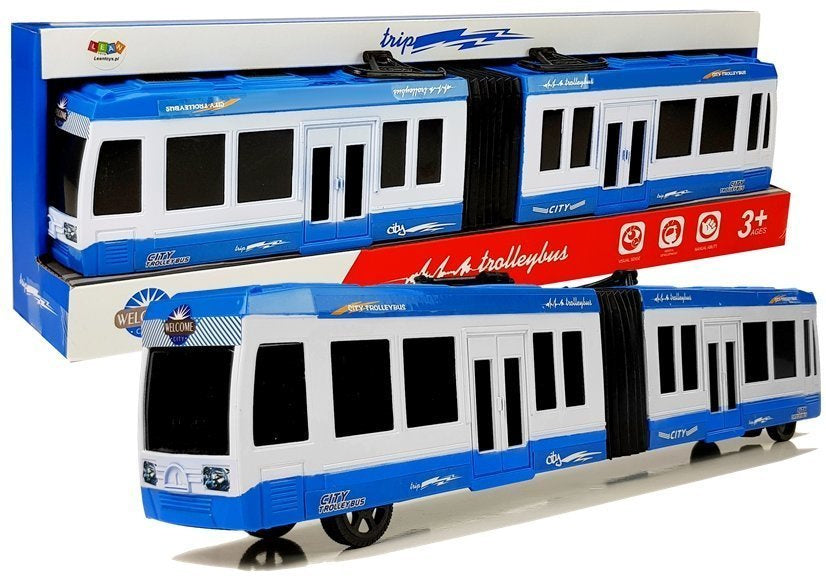Artikuliuotas autobusas su traukos pavara (mėlynas)