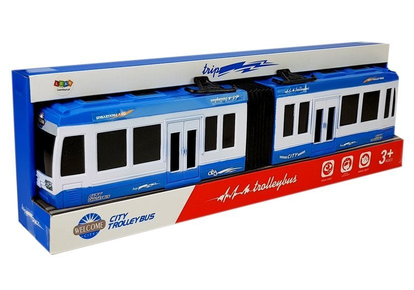 Artikuliuotas autobusas su traukos pavara (mėlynas)