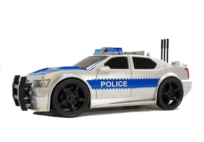 Policijos automobilis su baterija 1:20, sidabrinis, šviesos ir garsai