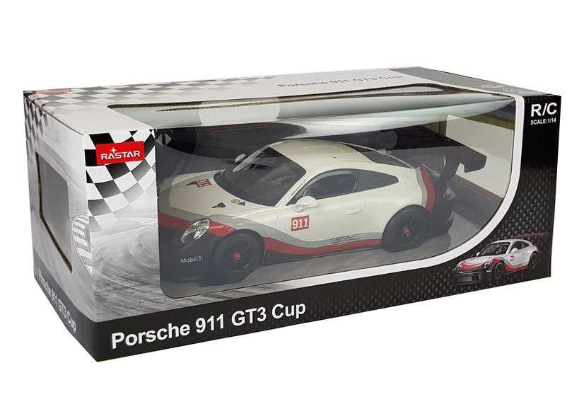 Nuotoliniu būdu valdomas „Porsche 911 GT3 CUP“ Rastar 1:14, baltas