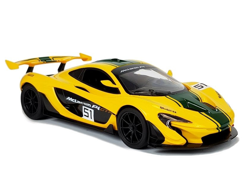 Nuotoliniu būdu valdomas „McLaren P1 GTR“ Rastar 1:14, geltonas