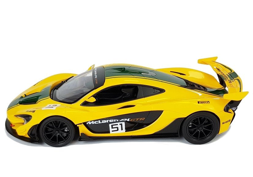 Nuotoliniu būdu valdomas „McLaren P1 GTR“ Rastar 1:14, geltonas