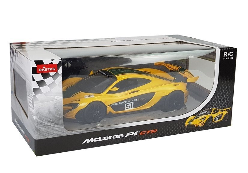 Nuotoliniu būdu valdomas „McLaren P1 GTR“ Rastar 1:14, geltonas